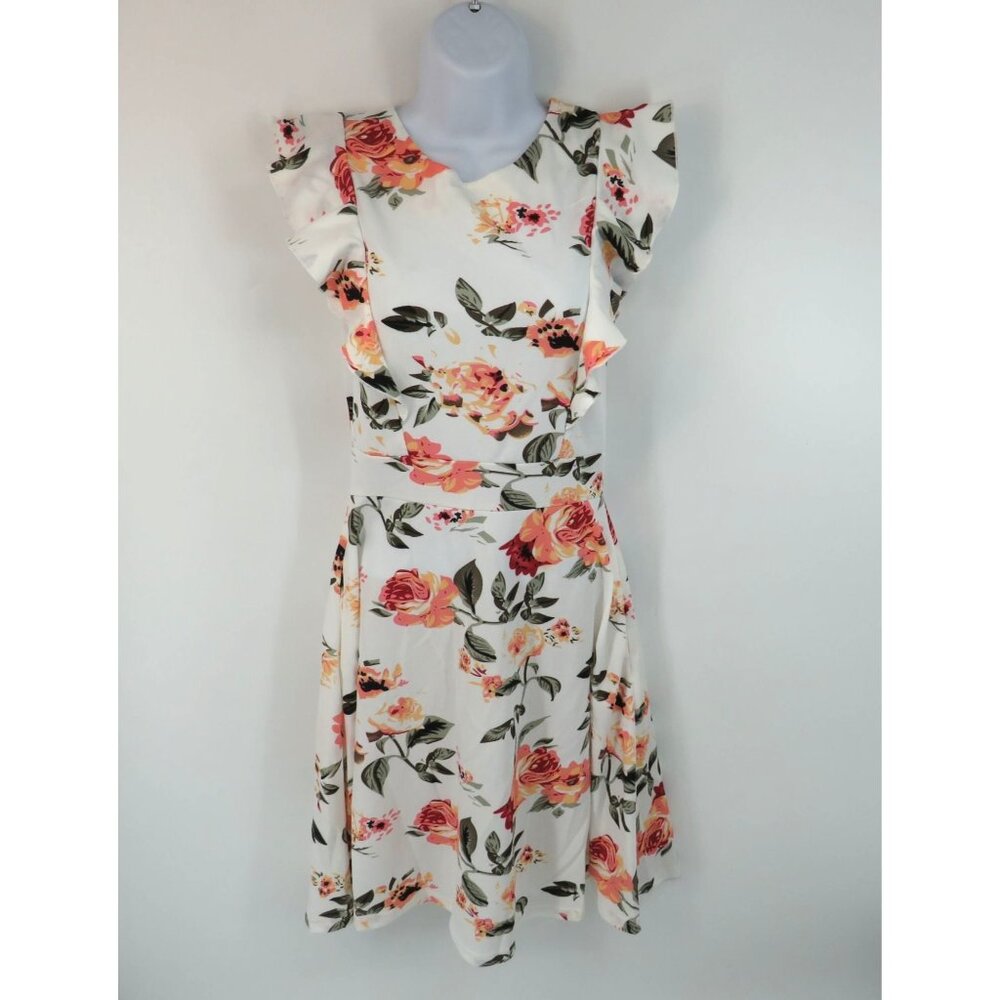 IHOT Small Floral Print Ruffle Sleeveless Dress Flare Style NWT